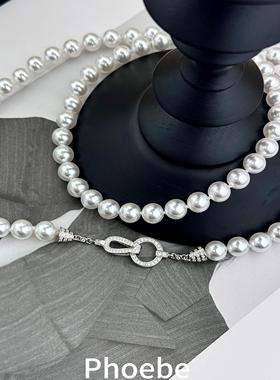 S925银优雅法式澳白珍珠中长项链