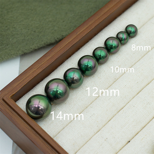 【孔雀绿】S925 人造大溪地黑珍珠 珍珠耳钉/耳夹