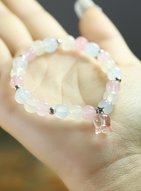 天然玉石糖果南瓜珠铃兰花款手链