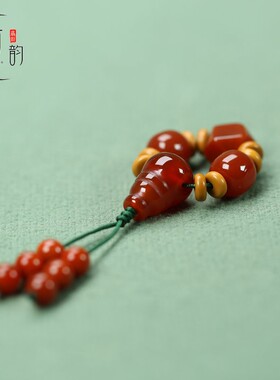 红玛瑙三通套装珠子南红圆珠隔片珠diy文玩盘串佛珠配件配饰J238