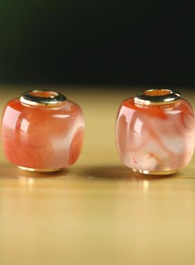 天然四川南红玛瑙冰飘桶珠7*7mm孔2.5mm镶孔DIY小配饰挂件手链B44