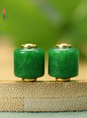 天然干青翡翠圆柱桶珠配件10*12mm镶孔2mm手工串珠手链民族风C183