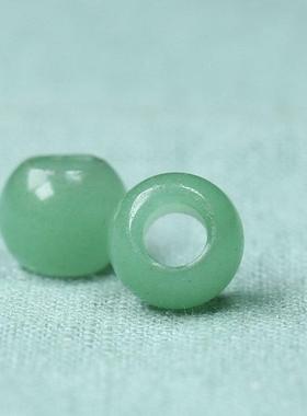 纯天然玉石东陵玉12mm绿色算盘珠大孔5mm桶珠隔珠DIY配件手链Y76