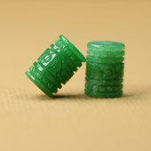 天然干青翡翠祥云桶珠手工雕刻11 15mm散珠DIY小配饰手链手串Y211