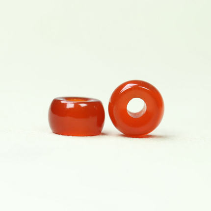 天然红玛瑙算盘珠8mm孔2mm卡环尾珠面包圈玉平安扣手工DIY配件A7