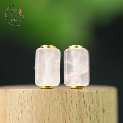天然粉水晶桶珠8*14mm孔2mm