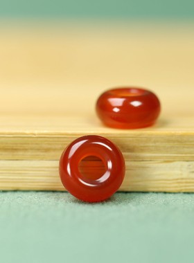 天然红玛瑙圆环小串饰10*5mm大孔4mmDIY手链项链挂饰配饰百搭C230