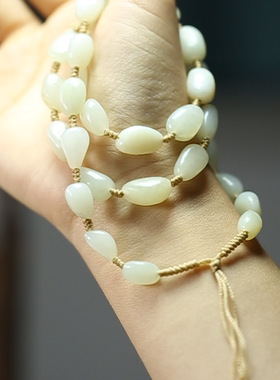 天然和田玉随型椭圆项链吊坠手链