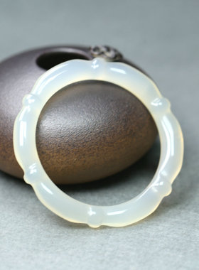 纯天然玛瑙冰透白竹节手镯女款式