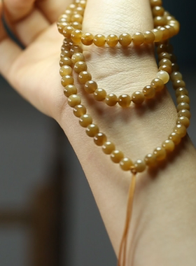 天然和田玉糖玉圆珠佛珠手串手链