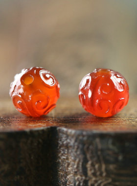 天然红玛瑙祥云diy散珠圆珠顶珠隔片配饰金刚星月配饰 B183 B184