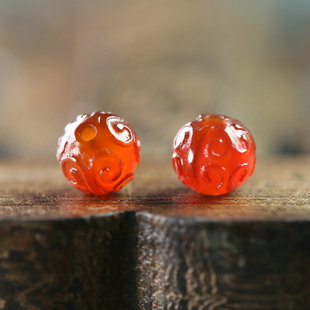 天然红玛瑙祥云diy散珠圆珠顶珠隔片配饰金刚星月配饰 B183 B184