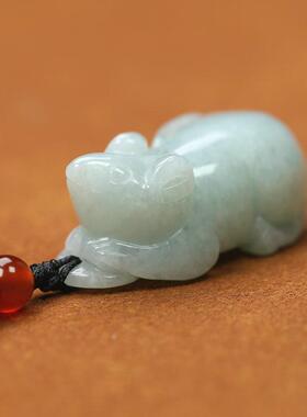 纯天然翡翠A货生肖鼠小吊坠项坠