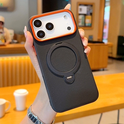 适用iPhone17ProMax手机壳新款磁吸全包防摔素皮保护套网红ins风磨砂苹果Air软壳带旋转支架男款高级感17pro