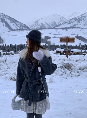 ZONEE/LEA宋亦雯 bluehour蓝调时刻 80羊毛灰色高级感毛呢外套女