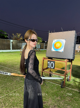 ZONEE/LEA宋亦雯 黑珍珠 黑色内搭吊带背心蕾丝衫上衣两件套套装