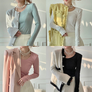 圆领上衣薄短款 时尚 百搭秋季 Lea宋亦雯 打底衫 长袖 新款 基本法则