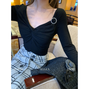 V领气质时髦扭结针织长袖 ZONEE 法式 不费力优雅 T恤女 LEA宋亦雯