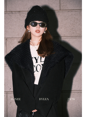 ZONEE/LEA宋亦雯 时髦精的黑色网纱blingbling毛线帽