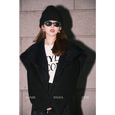 ZONEE/LEA宋亦雯 时髦精的黑色网纱blingbling毛线帽