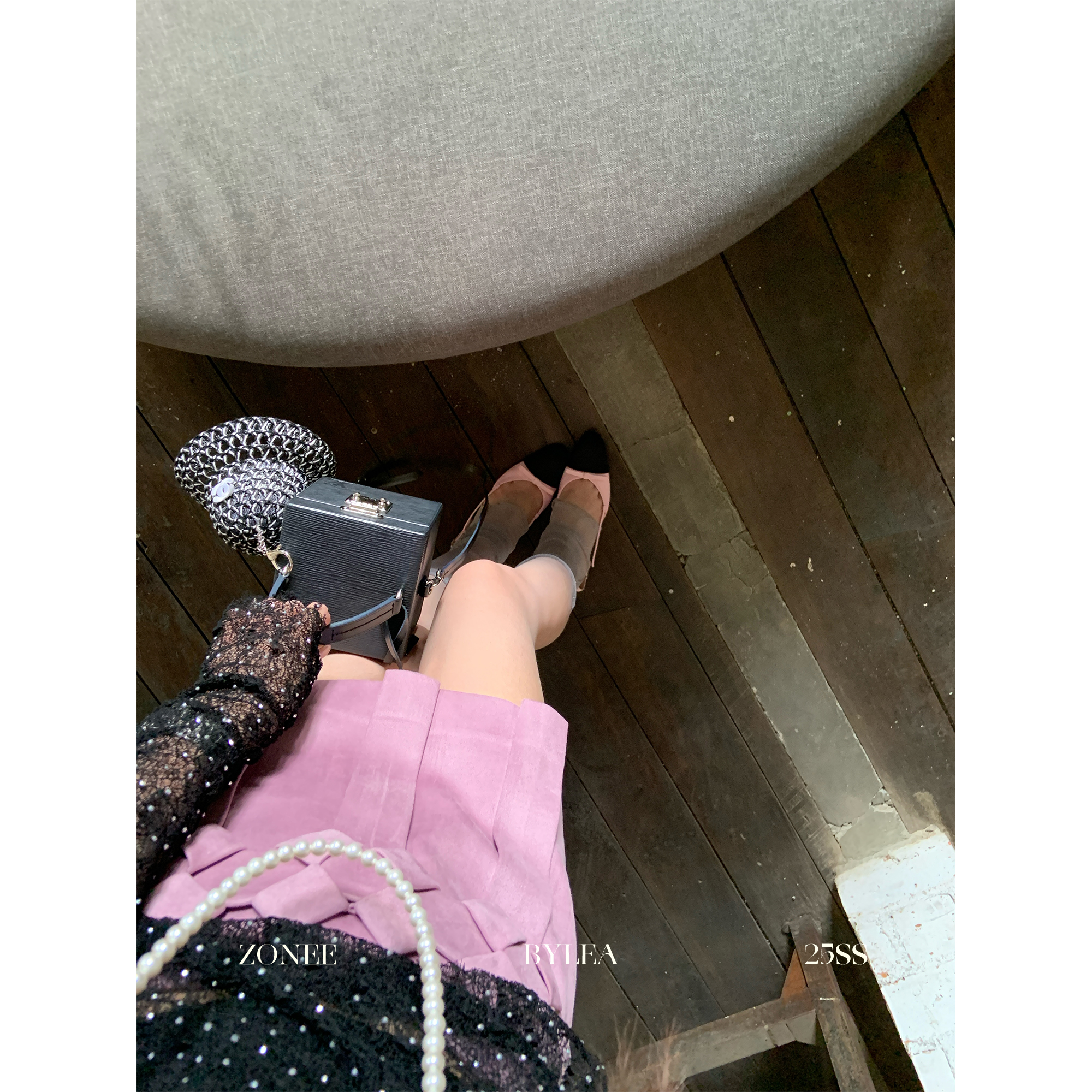 ZONEE/LEA宋亦雯 粉色摩根石 法式复古高腰气质时髦粉色半身短裙