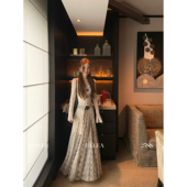 LEA宋亦雯 法式 落叶 ZONEE 季 节 复古设计感印花长款 半身裙女秋