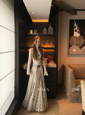 ZONEE/LEA宋亦雯 落叶的季节 法式复古设计感印花长款半身裙女秋