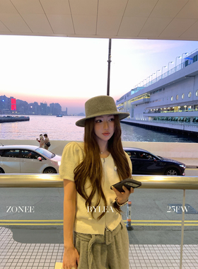 ZONEE/LEA宋亦雯 下雪的圣诞节 法式绵羊毛白色短袖针织开衫上衣