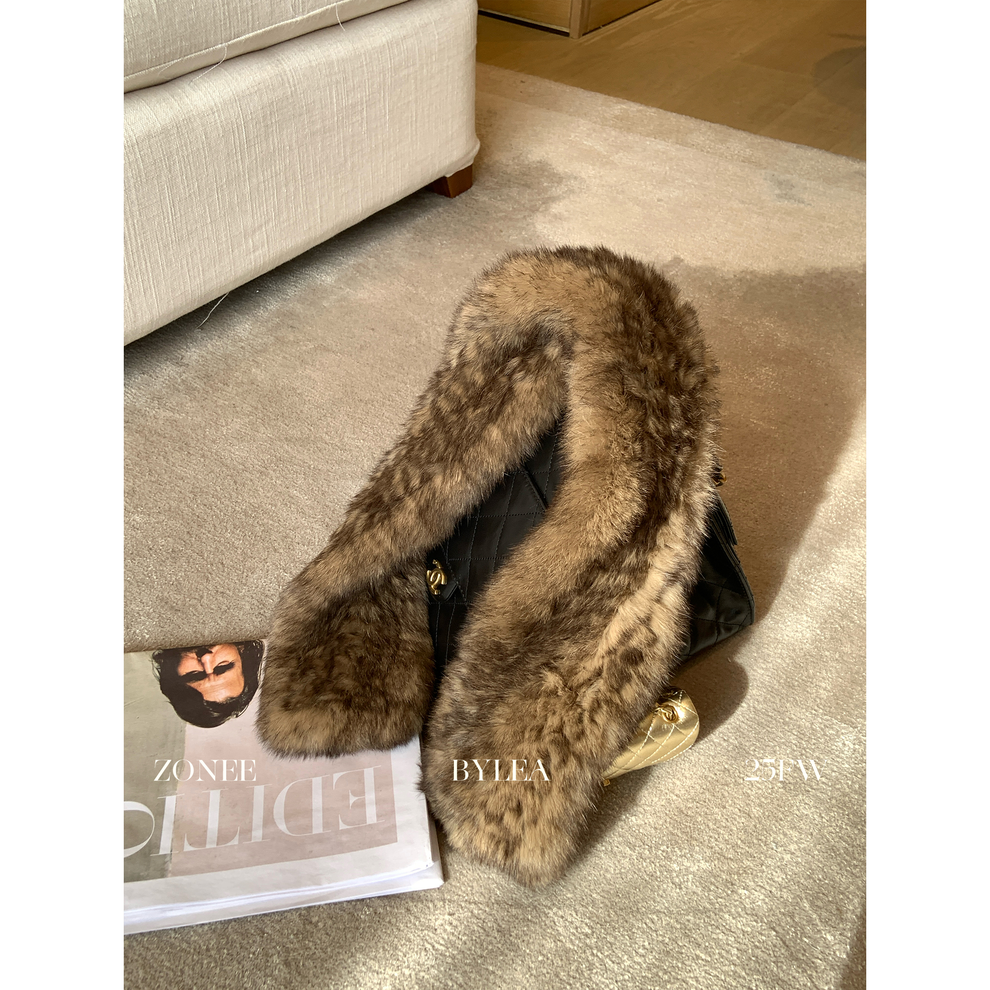 【11/25新品】ZONEE/LEA宋亦雯 法式时髦感冬季保暖皮草围巾