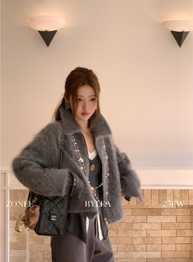 ZONEE/LEA宋亦雯 诺丁山 黑标系列 原创设计羊绒羊毛桑蚕丝短外套