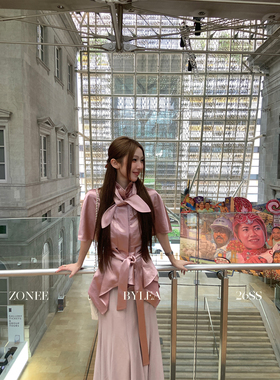 ZONEE/LEA宋亦雯 巴黎美院 法式设计感时髦缎面斗篷衬衫外套女