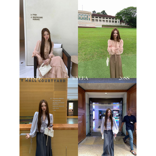 ZONEE/LEA宋亦雯蕾丝泡泡袖衬衫