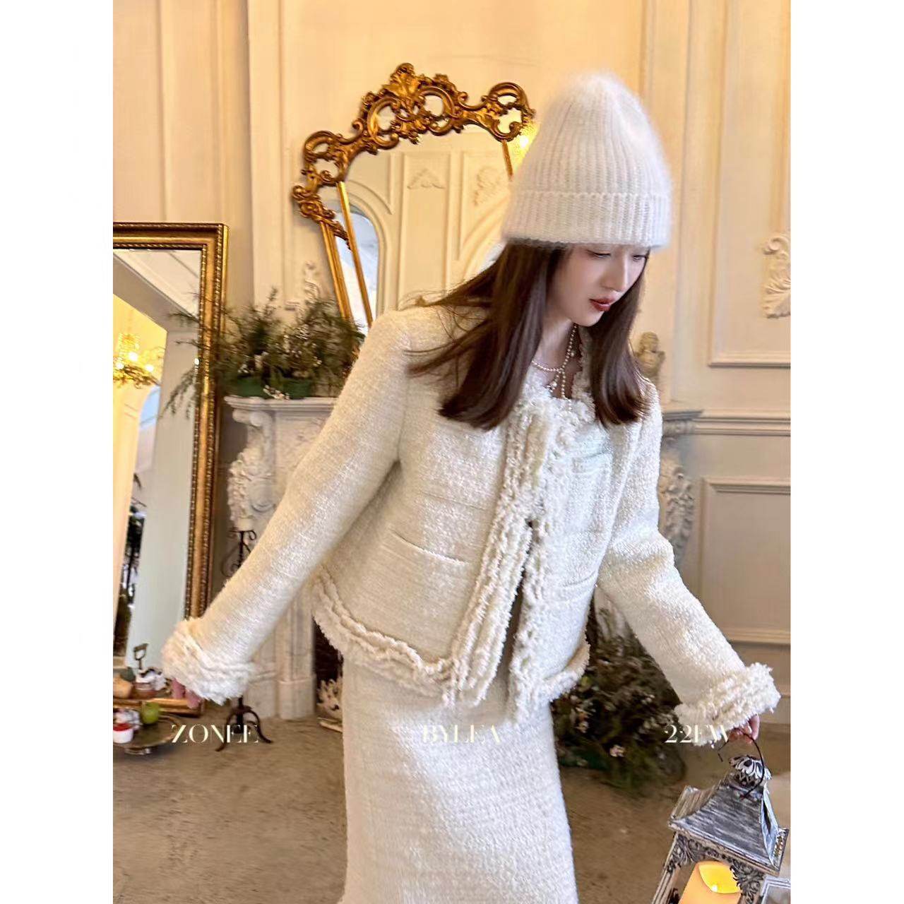 Lea宋亦雯甜美风短款花边小香风