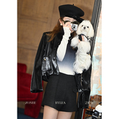 秋新款 Lea宋亦雯 ZONEE 魔女黑 摩登粗花呢小香风短裤 女裤 子