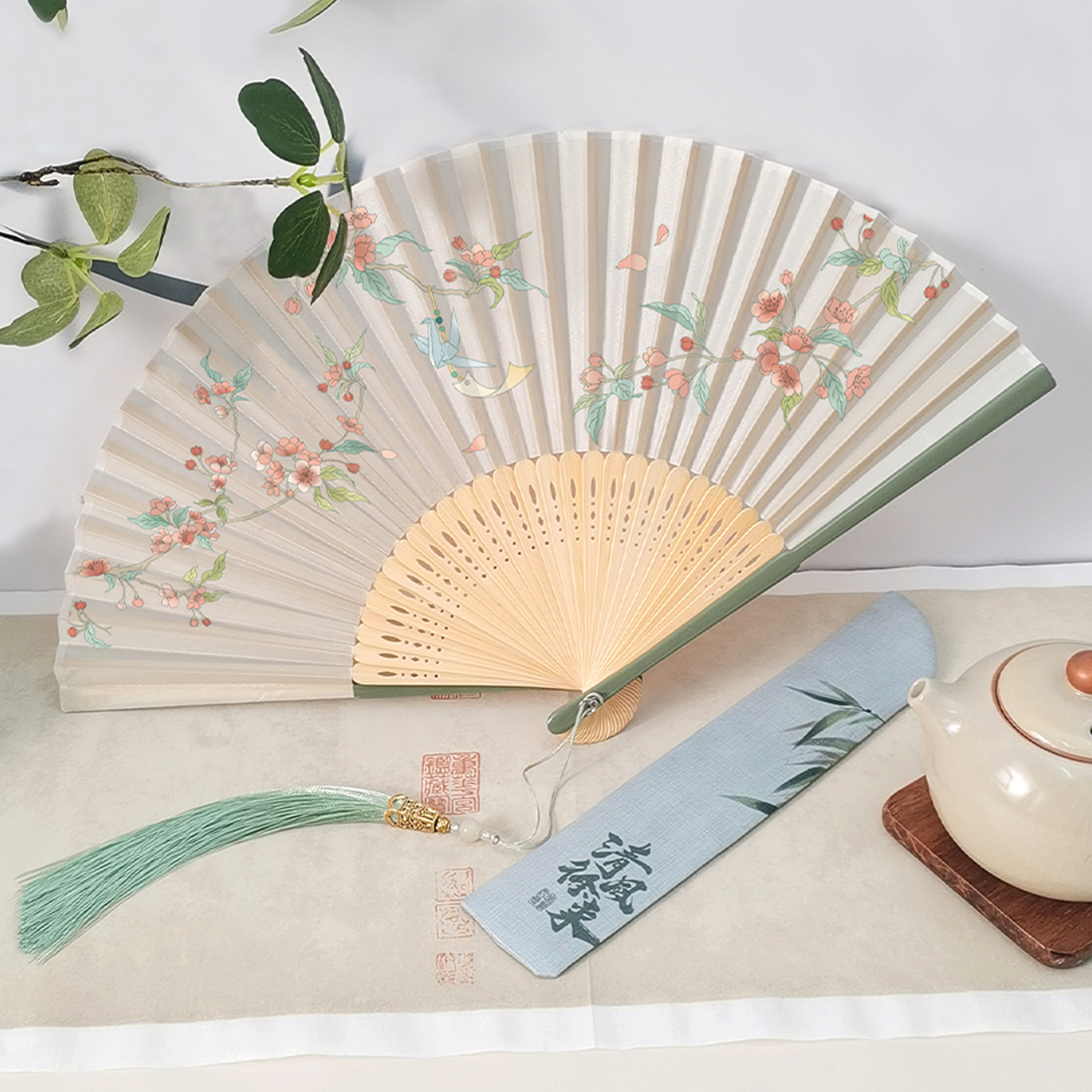 古风扇子折扇中国风汉服旗袍扇子新中式夏天女扇便携折叠小扇清新