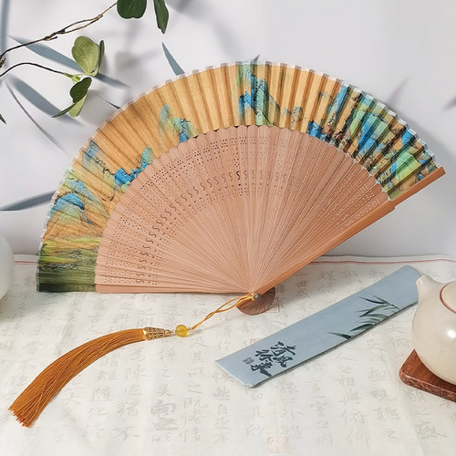 千里江山图折扇中国风夏天扇子