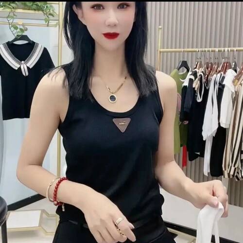 大码背心金属三角标内吊带背心修身外穿无袖坑条上衣打底背心百搭