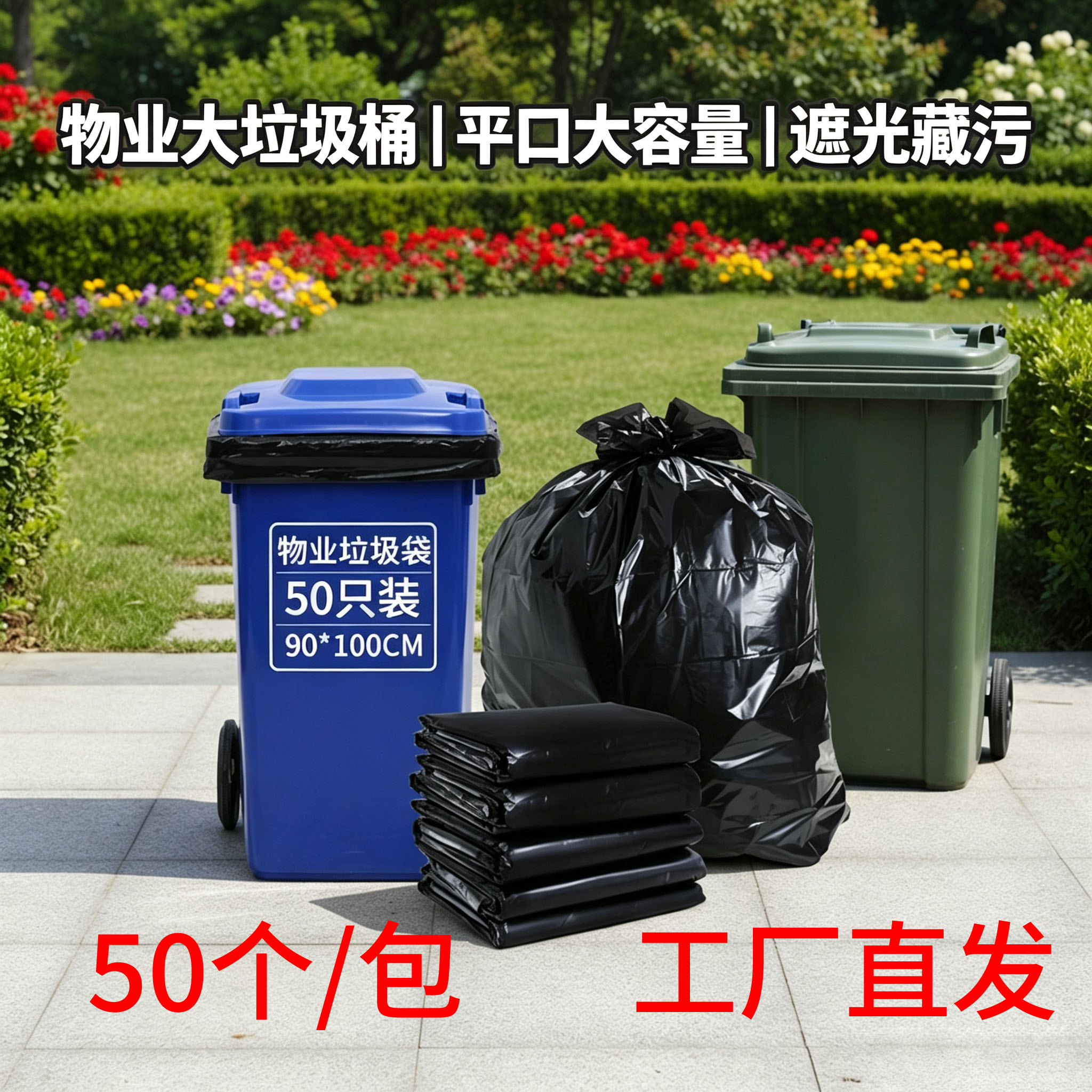小区环卫大号垃圾袋黑色加厚平口