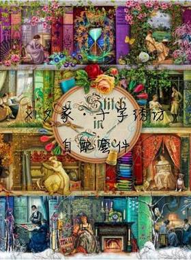 HAE 49290 四季绣娘 时钟书架 小版 *法国正品DMC十字绣自配套件