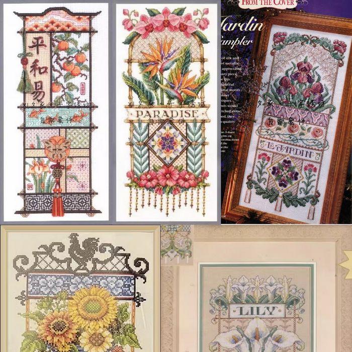 丝线版 原套真线对比十字绣自配套件 DIM JCS JAN 长条系列花五幅