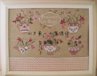 法式杂志 四季花茶杯 春季花茶杯*法国DMC十字绣自配套件