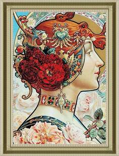 专属定制 世界名画油画系列-穆夏仕女*法国正品DMC十字绣自配套件