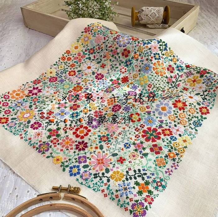 原套真线对比 十字绣自配套件 法式杂志 唯美花纹柔美小花原版图