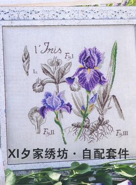 欧美风杂志 法国正品DMC十字绣自配套件 DFEA阴影花-紫色鸢尾