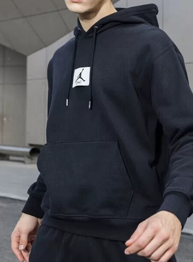 Jordan纯棉加绒卫衣耐克连帽休闲上衣男厚款防风运动套头衫DQ7339