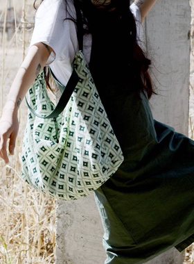 杜九月原创 清新文艺甜美休闲单肩女包 ins慵懒森系简约百搭布袋