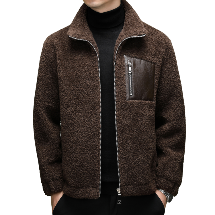 秋冬厚款立领中年男士保暖夹克