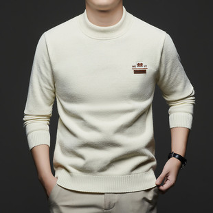 加绒加厚保暖绵羊毛衫 毛衣男针织衫 高档打底线衣 新款 2025年冬季
