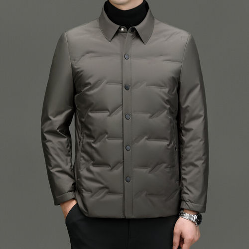 秋冬轻薄衬衫领白鸭绒爸爸羽绒服