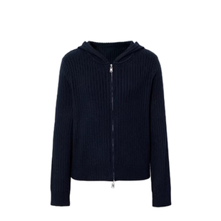 MM商场同款2026春新款简约风双拉链连帽针织开衫女上衣1H1930151